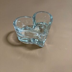 Clear Heart Shaped Glass Trinket Dish Thick Bottom Decorative Bowl Minimalist